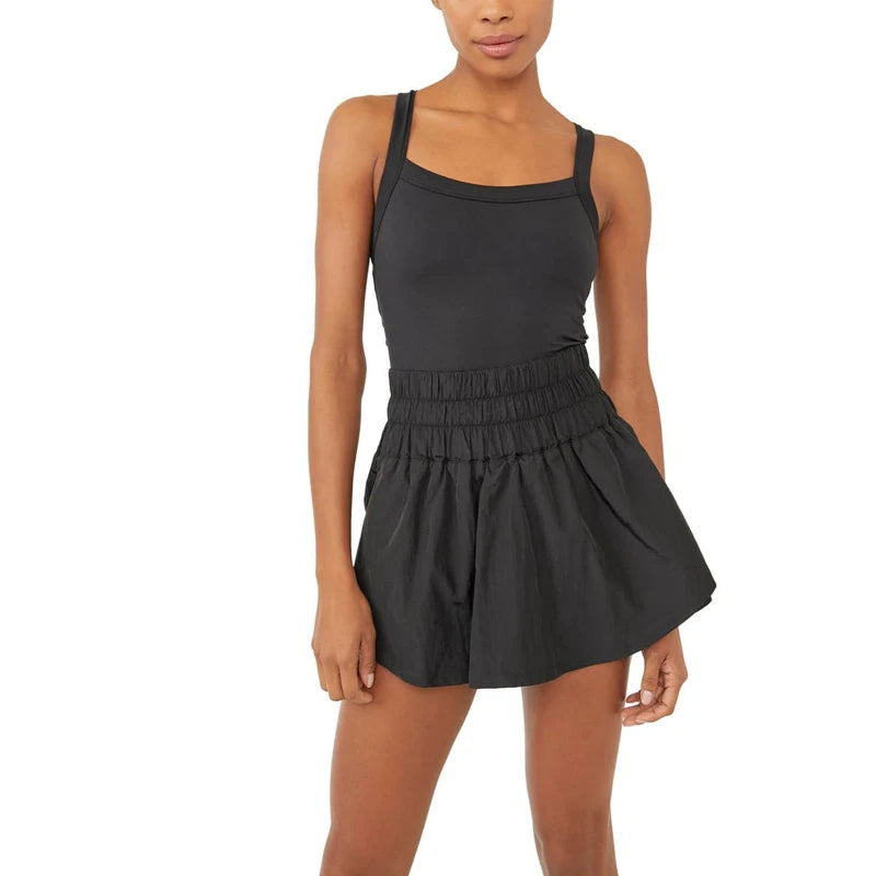 Women's Tennis Dresses Solid Color Sleeveless Slim Fit Mini Dress