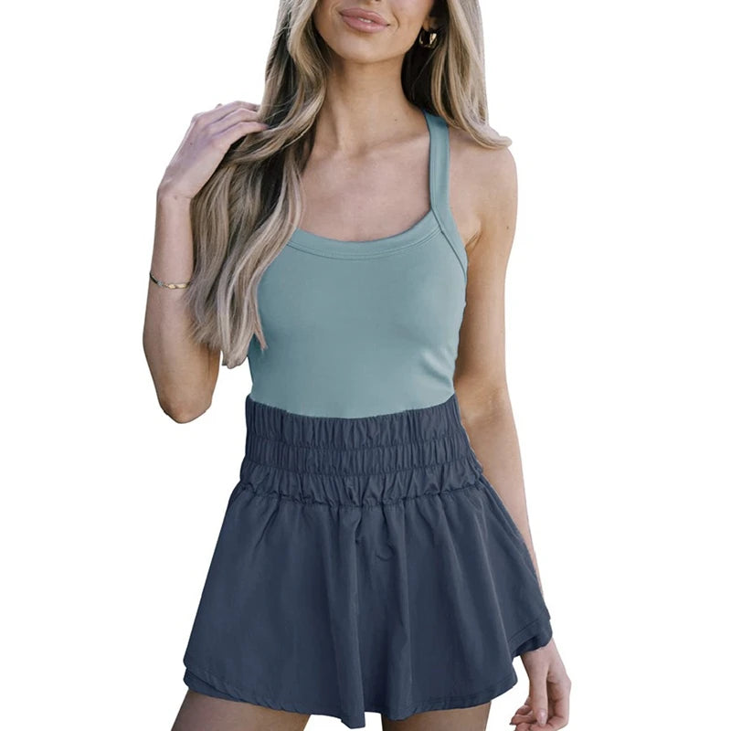 Women's Tennis Dresses Solid Color Sleeveless Slim Fit Mini Dress