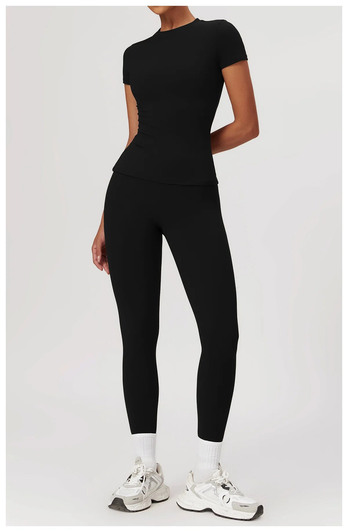 2PCS Yoga Set Women Workout Set Sportswear Gym Clothing Fitness Short Sleeve Crop Top High Waist Leggings Sports Suits